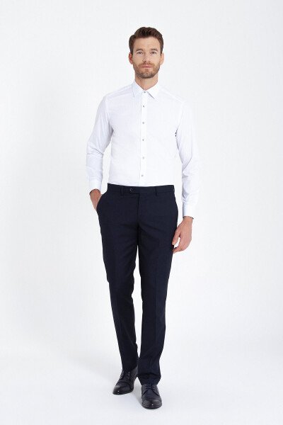 Beyaz Slim Fit Gri Desenli Gömlek - 2