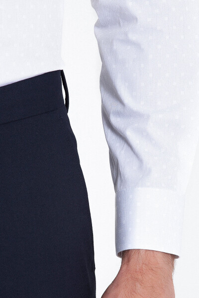 Beyaz Slim Fit Gri Desenli Gömlek - 5