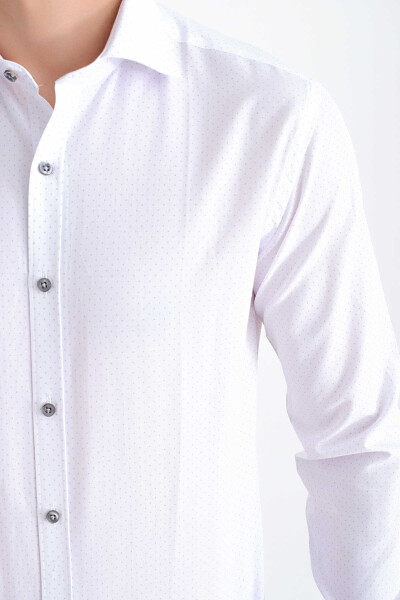 Gri Baskılı Slim Fit Gömlek - 4