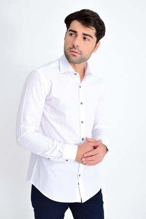 Gri Baskılı Slim Fit Gömlek - 5