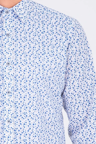 Gri Slim Fit Baskılı Pamuklu Uzun Kol Spor Gömlek - 4