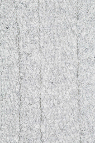 Gri Balıkçı Yaka Desenli Yünlü Triko Kazak - 11