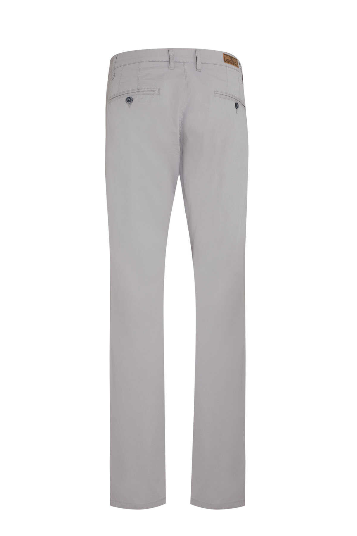 Gri Regular Fit Düz Pamuklu Yandan Cep Kanvas Pantolon - 2