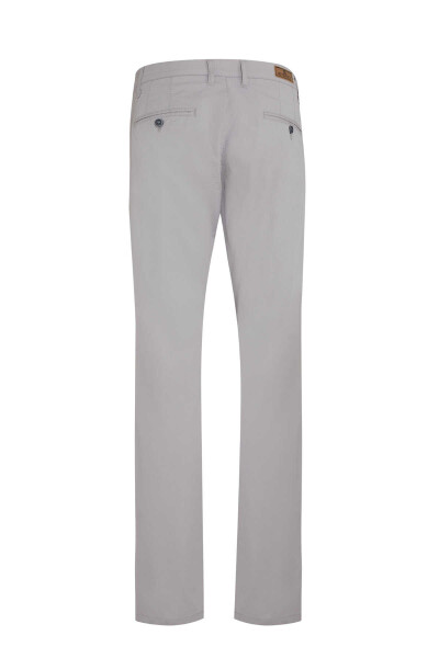 Gri Regular Fit Düz Pamuklu Yandan Cep Kanvas Pantolon - 2