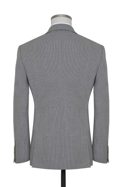 Gri Çizgili Slim Fit Takım Elbise - 2