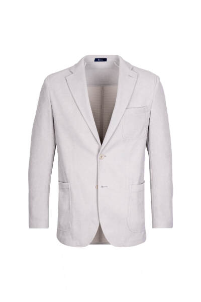 Gri Comfort Fit Desenli Mono Yaka Klasik Ceket 