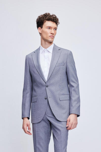 Gri Comfort Fit Mono Yaka Takım Elbise - 2