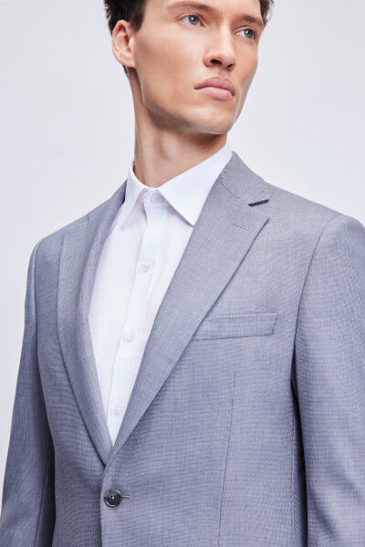 Gri Comfort Fit Mono Yaka Takım Elbise - 3