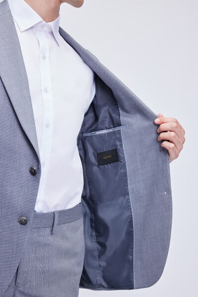 Gri Comfort Fit Mono Yaka Takım Elbise - 4