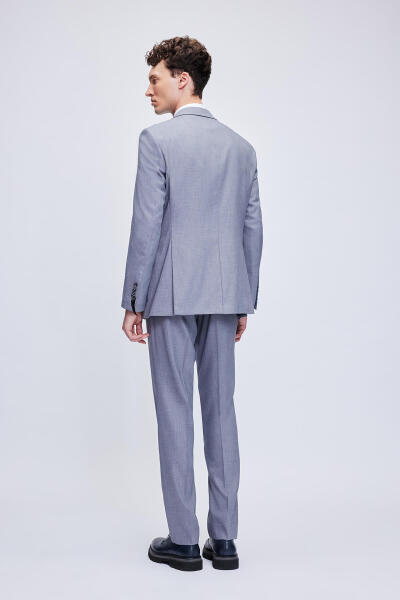 Gri Comfort Fit Mono Yaka Takım Elbise - 8