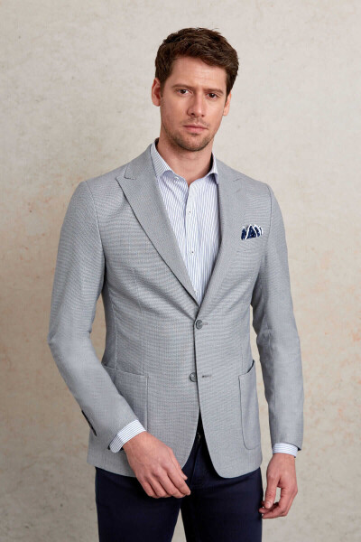 Gri Comfort Fit Sivri Yaka 4 Drop Klasik Ceket - 4