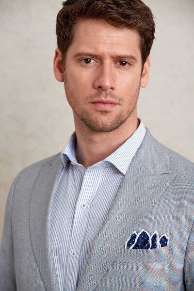 Gri Comfort Fit Sivri Yaka 4 Drop Klasik Ceket - 6