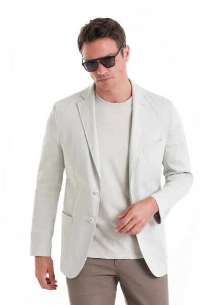 Gri Comfort Fit Mono Yaka Klasik Ceket - 4