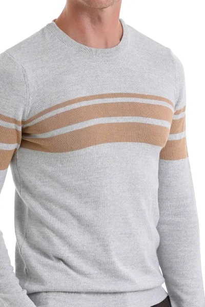 Gri Comfort Fit Yünlü Bisiklet Yaka Casual Triko Kazak - 5