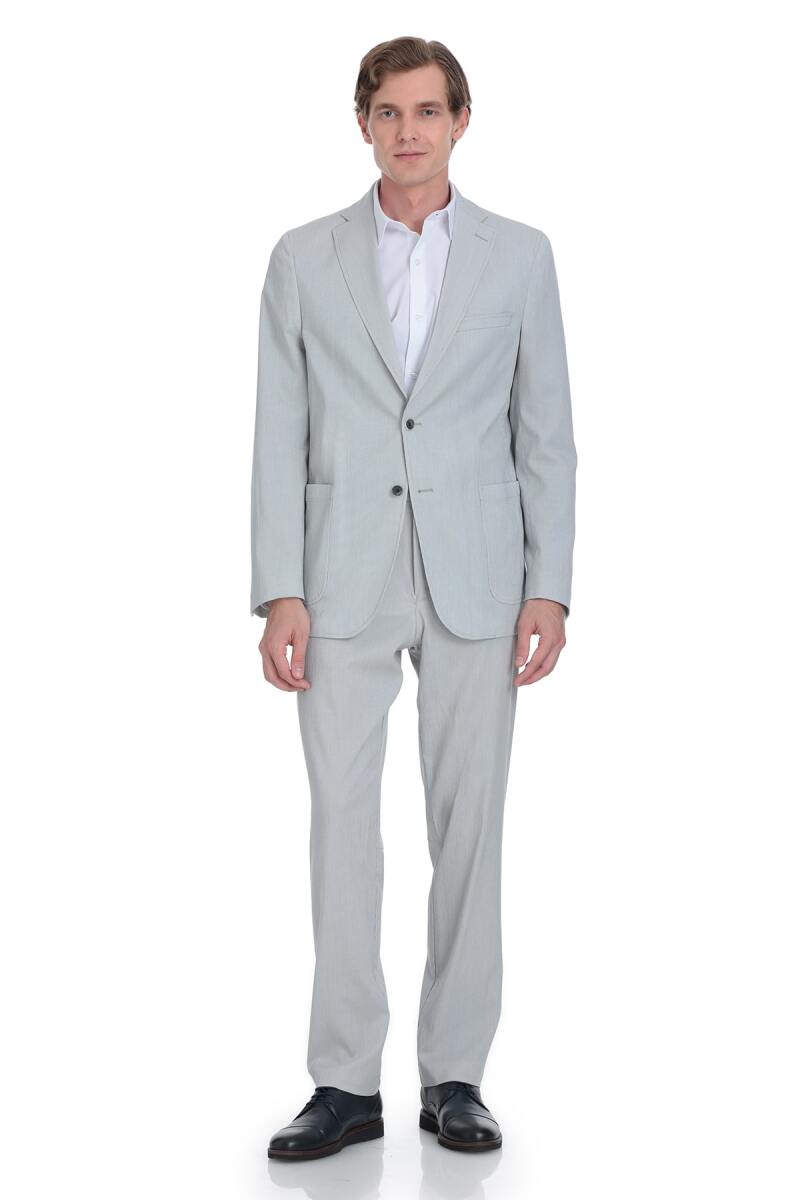 Gri Comfort Fit Mono Yaka Casual Takım Elbise