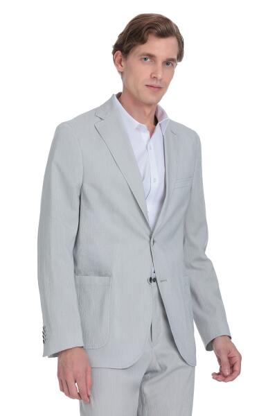 Gri Comfort Fit Mono Yaka Casual Takım Elbise - 3