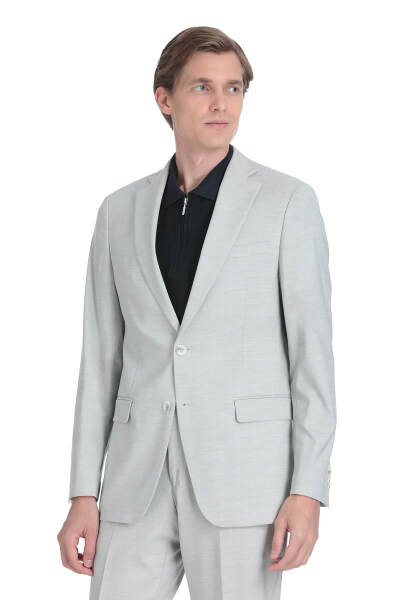 Gri Comfort Fit Mono Yaka Klasik Takım Elbise - 3