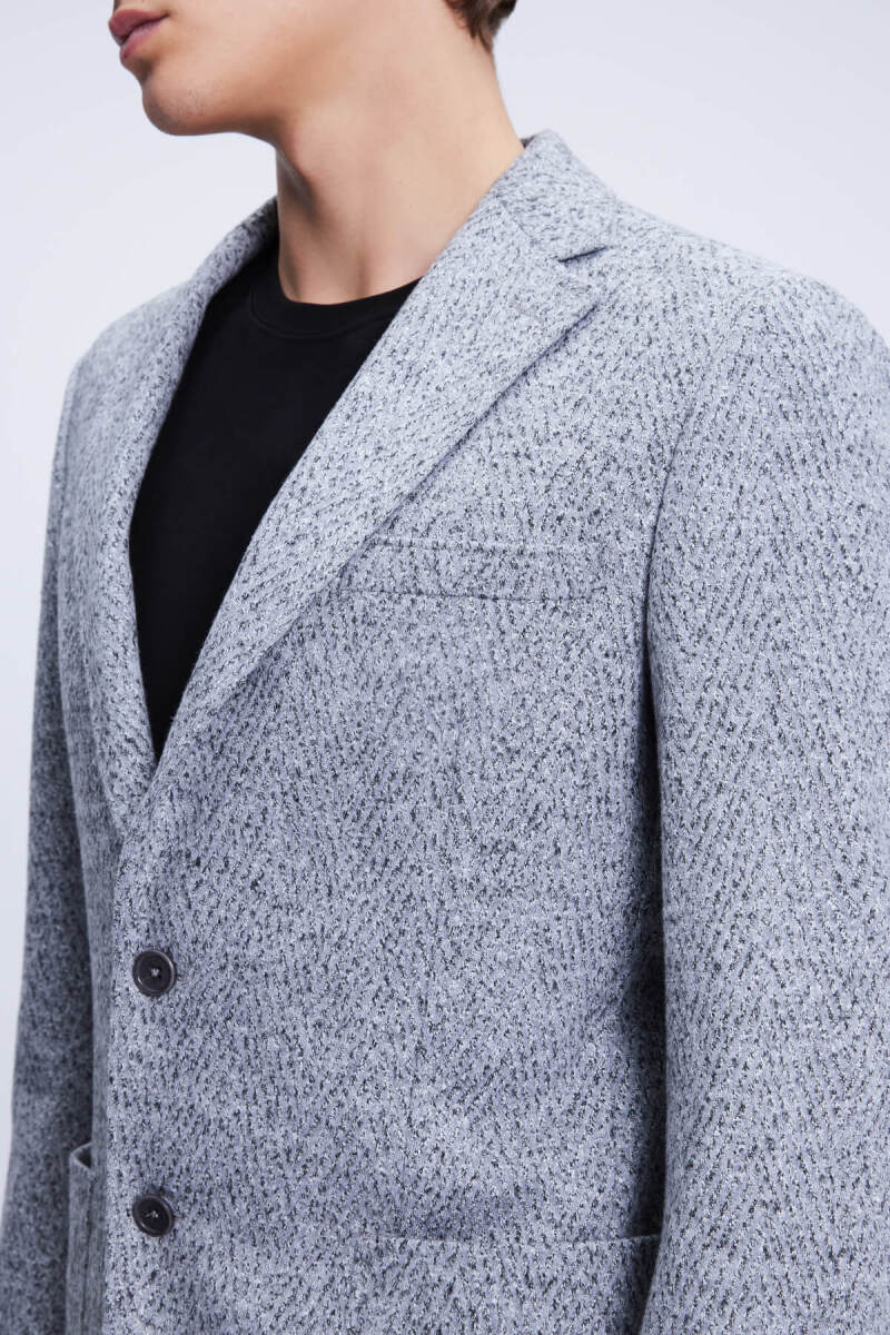 Gri Comfort Fit Mono Yaka Pamuklu Ceket - Hatemoğlu (1)