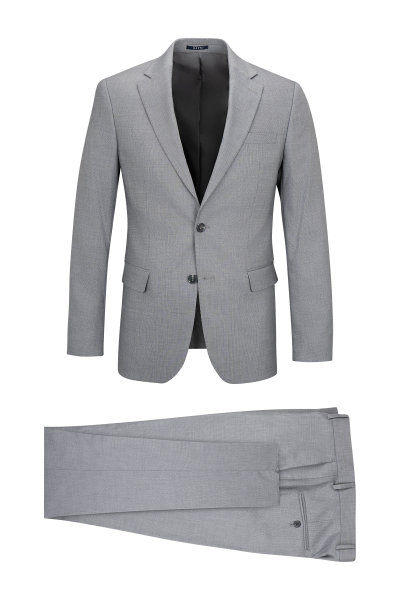 Gri Comfort Fit Mono Yaka Takım Elbise - 1