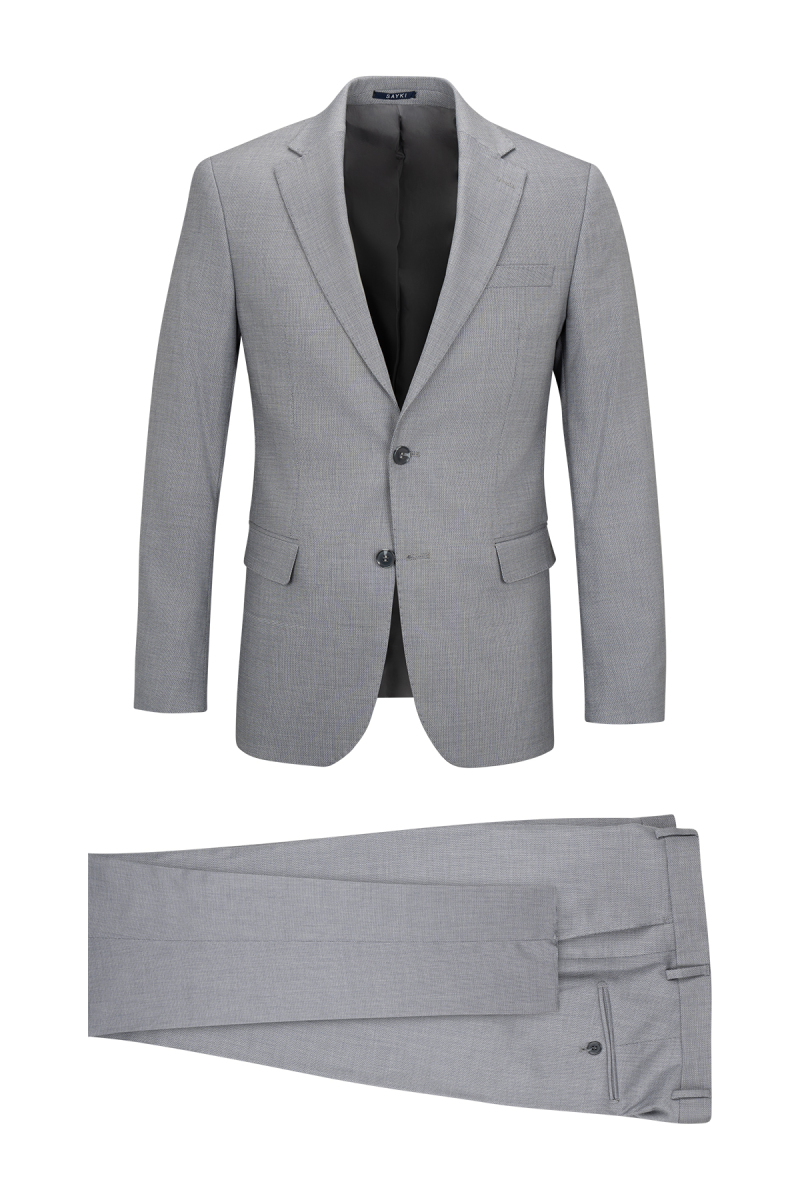 Gri Comfort Fit Mono Yaka Takım Elbise - Saykı