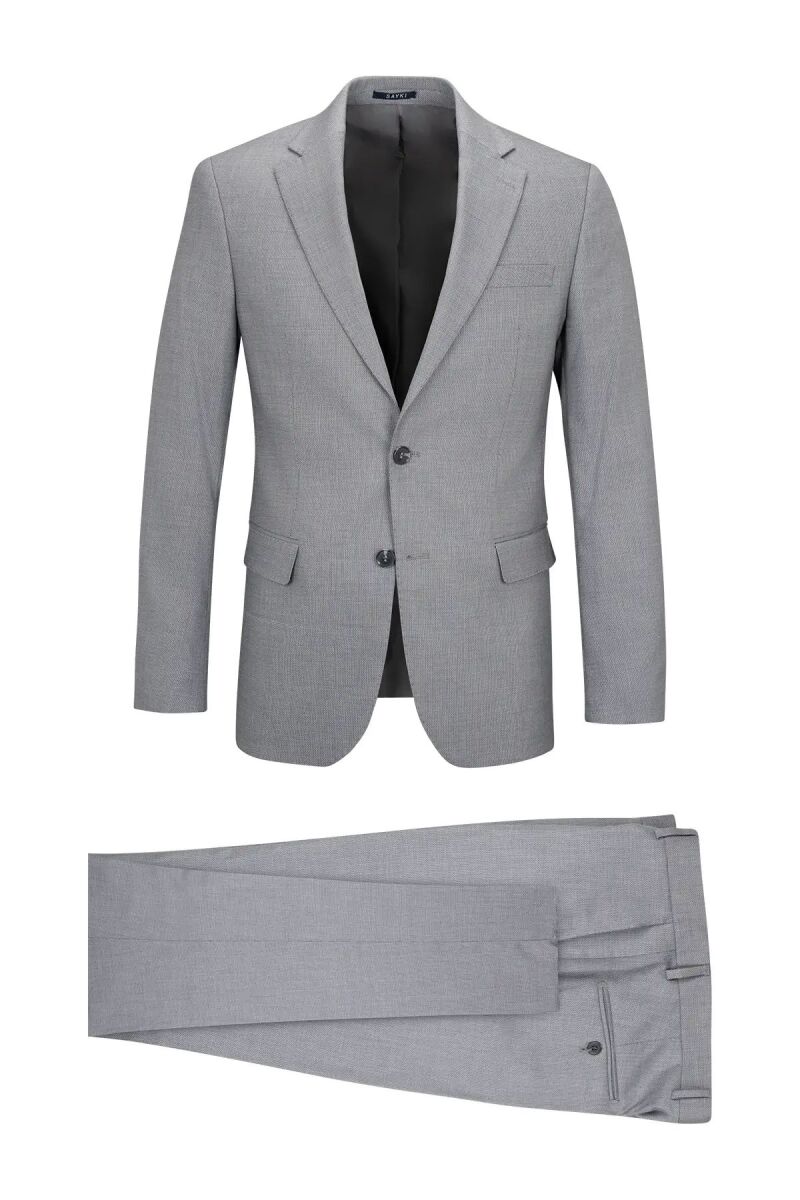 Gri Comfort Fit Mono Yaka Takım Elbise - Saykı