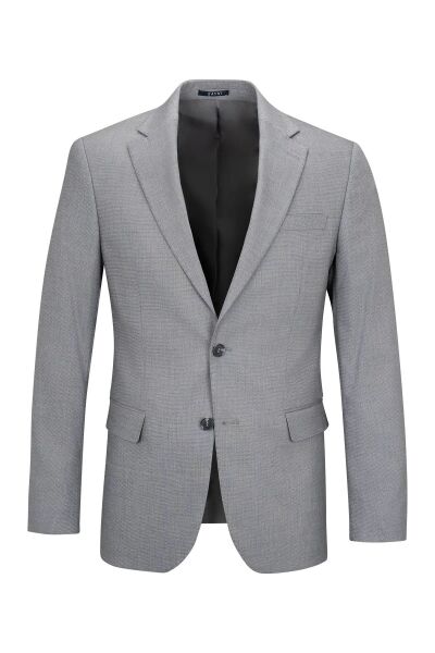 Gri Comfort Fit Mono Yaka Takım Elbise - 2