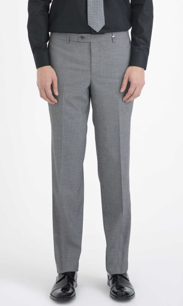 Gri Desenli Klasik Pantolon - 1