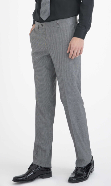 Gri Desenli Klasik Pantolon - 3