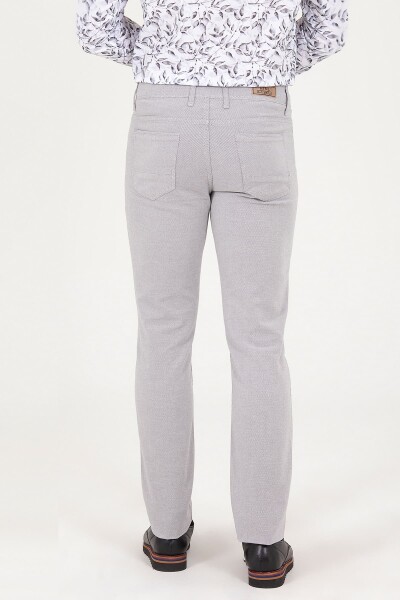 Gri Regular Fit Desenli Yüksek Bel Kanvas Pantolon - 3
