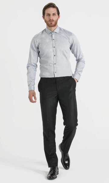 Desenli Slim Fit Gri Gömlek - 8