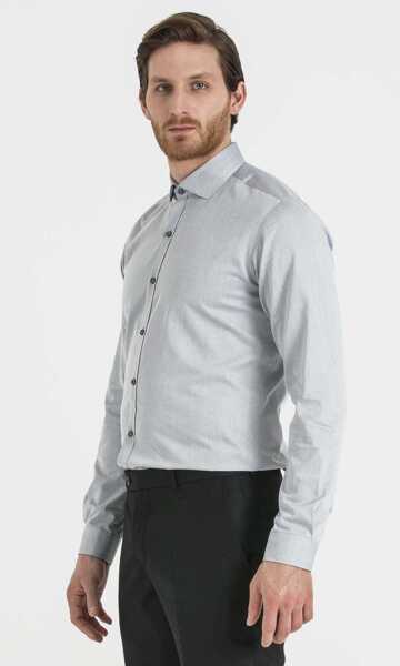 Desenli Slim Fit Gri Gömlek - 9