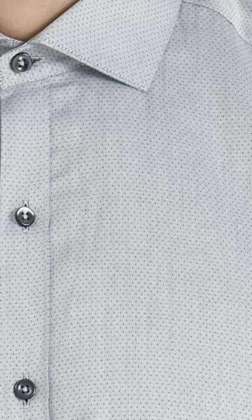 Desenli Slim Fit Gri Gömlek - 11