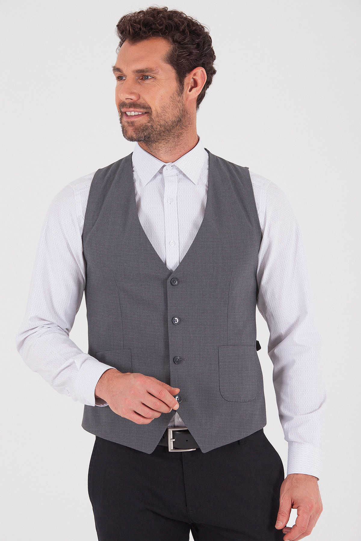 Gri Desenli Yelek - 1