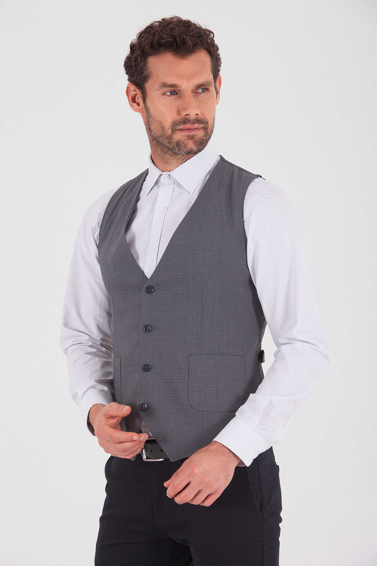 Gri Desenli Yelek - 3