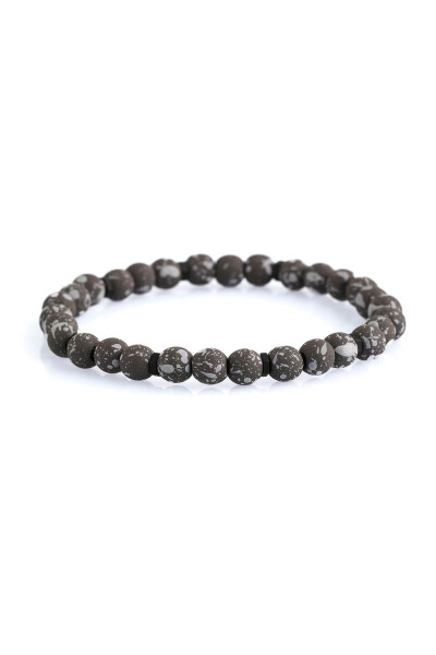 Gri Desenli 100% Doğal Kuvars Taşlı Makrome Bileklik - 1