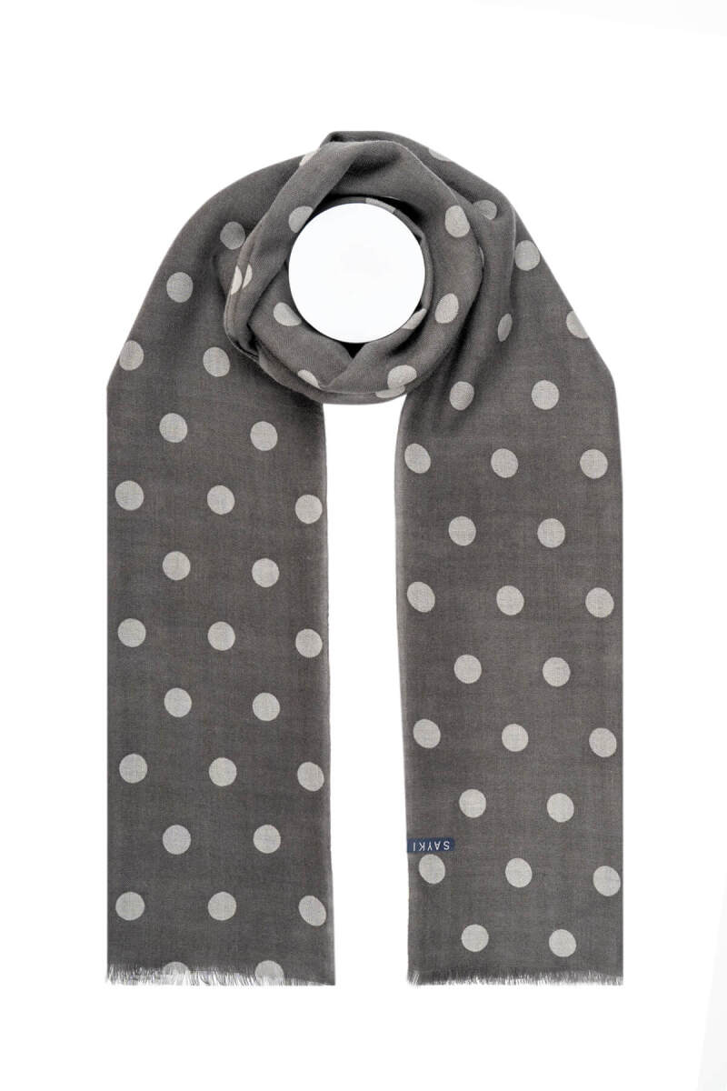 Gri Desenli 100% Yün Atkı - HATEM SAYKI