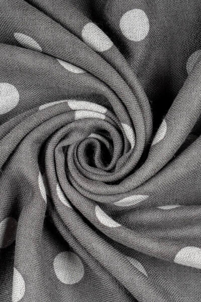 Gri Desenli 100% Yün Atkı - 2