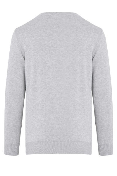 Gri Desenli Bisiklet Yaka Triko Kazak - 3