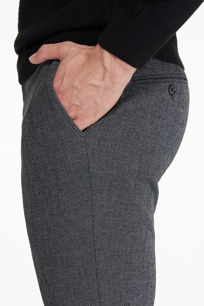 Gri Desenli Duble Paça Slim Fit Pantolon - 3