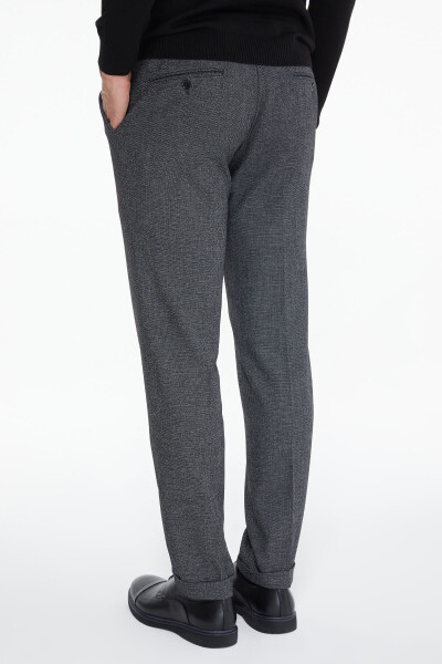 Gri Desenli Duble Paça Slim Fit Pantolon - 4