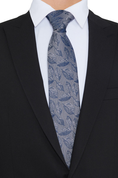 Gri Desenli Klasik Micro Kravat - 4