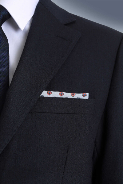 Gri Desenli Klasik Saten Cep Mendili - 3