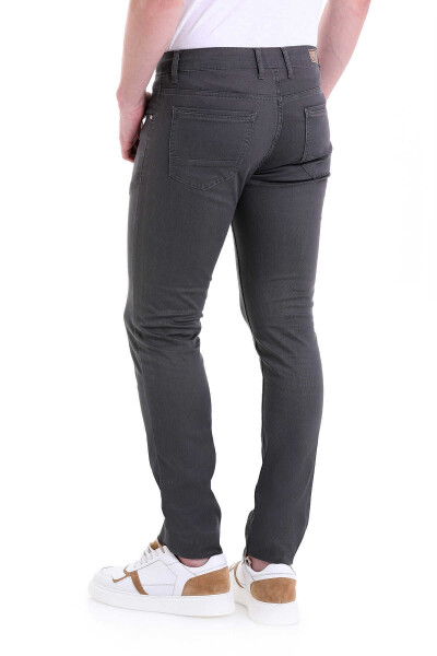 Gri Slim Fit Desenli Pamuklu 5 Cep Kanvas Pantolon - 5