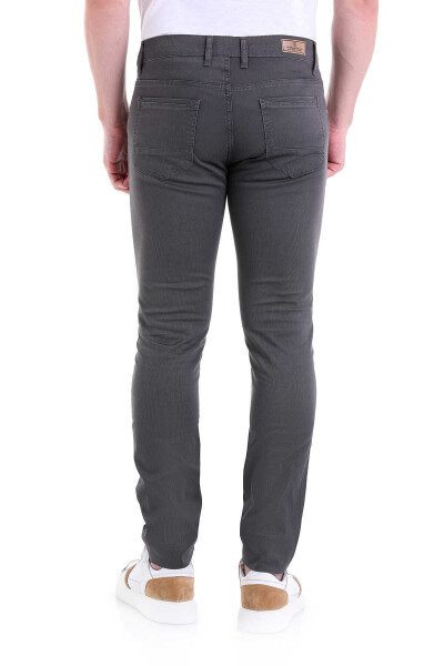 Gri Slim Fit Desenli Pamuklu 5 Cep Kanvas Pantolon - 6