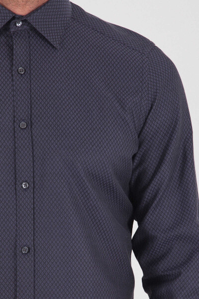Gri Desenli Slim Fit Gömlek - 5