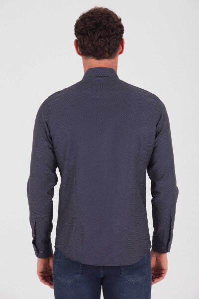 Gri Desenli Slim Fit Gömlek - 4