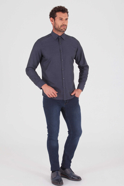 Gri Desenli Slim Fit Gömlek - 2