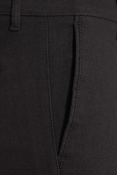 Gri Slim Fit Desenli Pamuklu Yandan Cep Kanvas Pantolon - 3