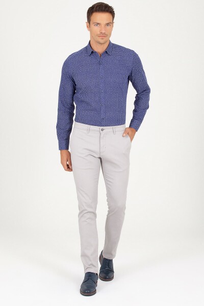 Gri Slim Fit Yandan Cep Pantolon - 3