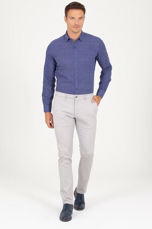 Gri Slim Fit Yandan Cep Pantolon - 7